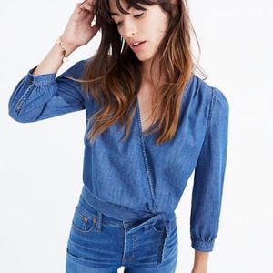 Madewell denim wrap top
